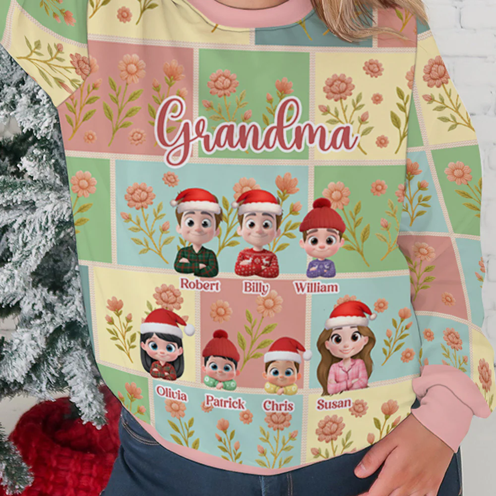 Grandma With Lovely Kid - Personalized Custom All-Over-Print Sweatshirt - Image 3