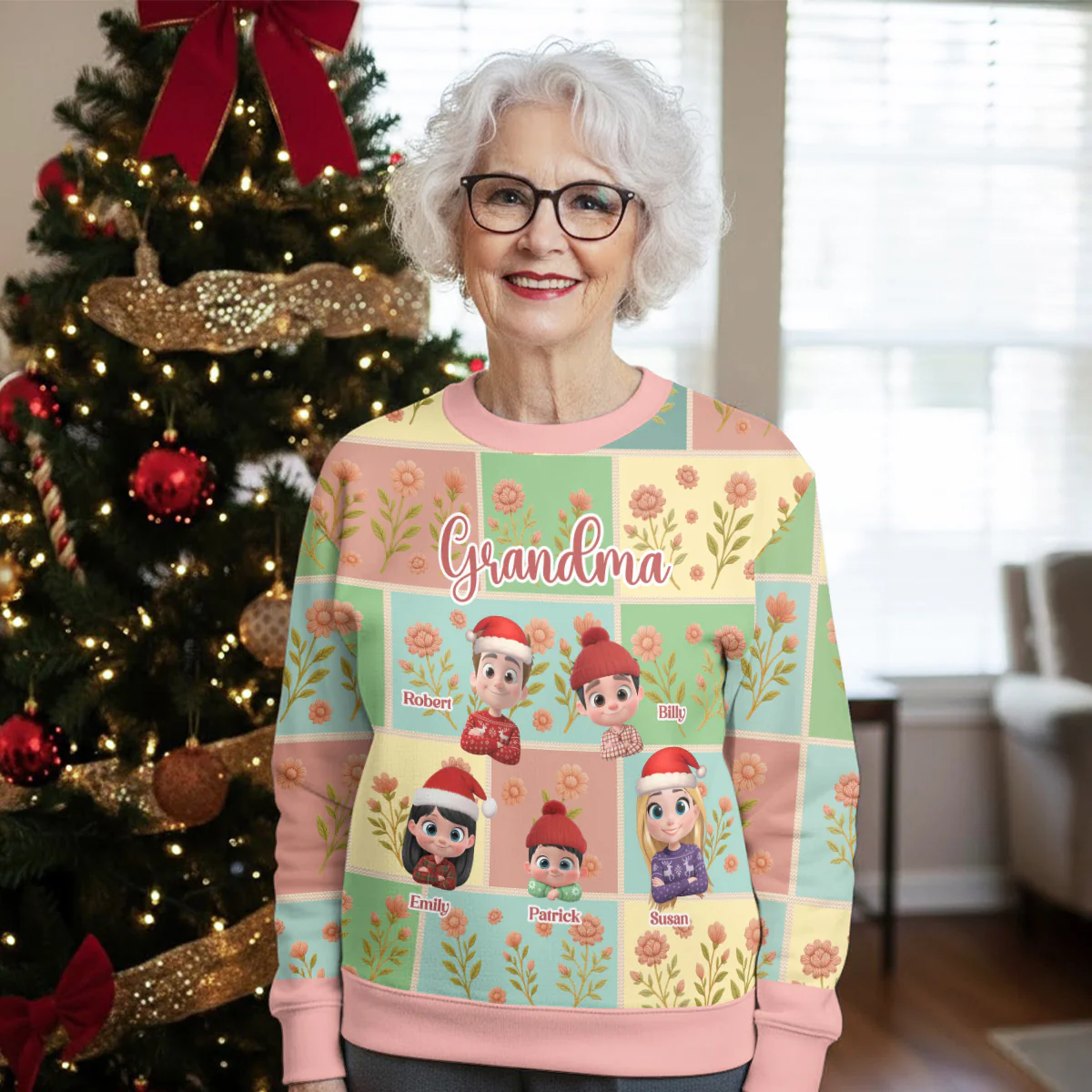 Grandma With Lovely Kid - Personalized Custom All-Over-Print Sweatshirt - Image 4
