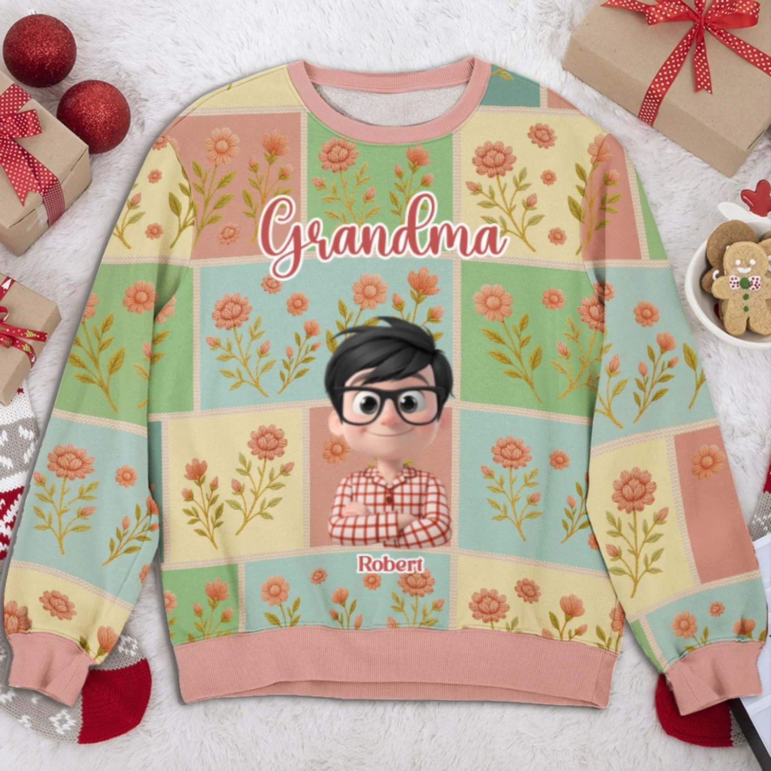 Grandma With Lovely Kid - Personalized Custom All-Over-Print Sweatshirt - Image 5