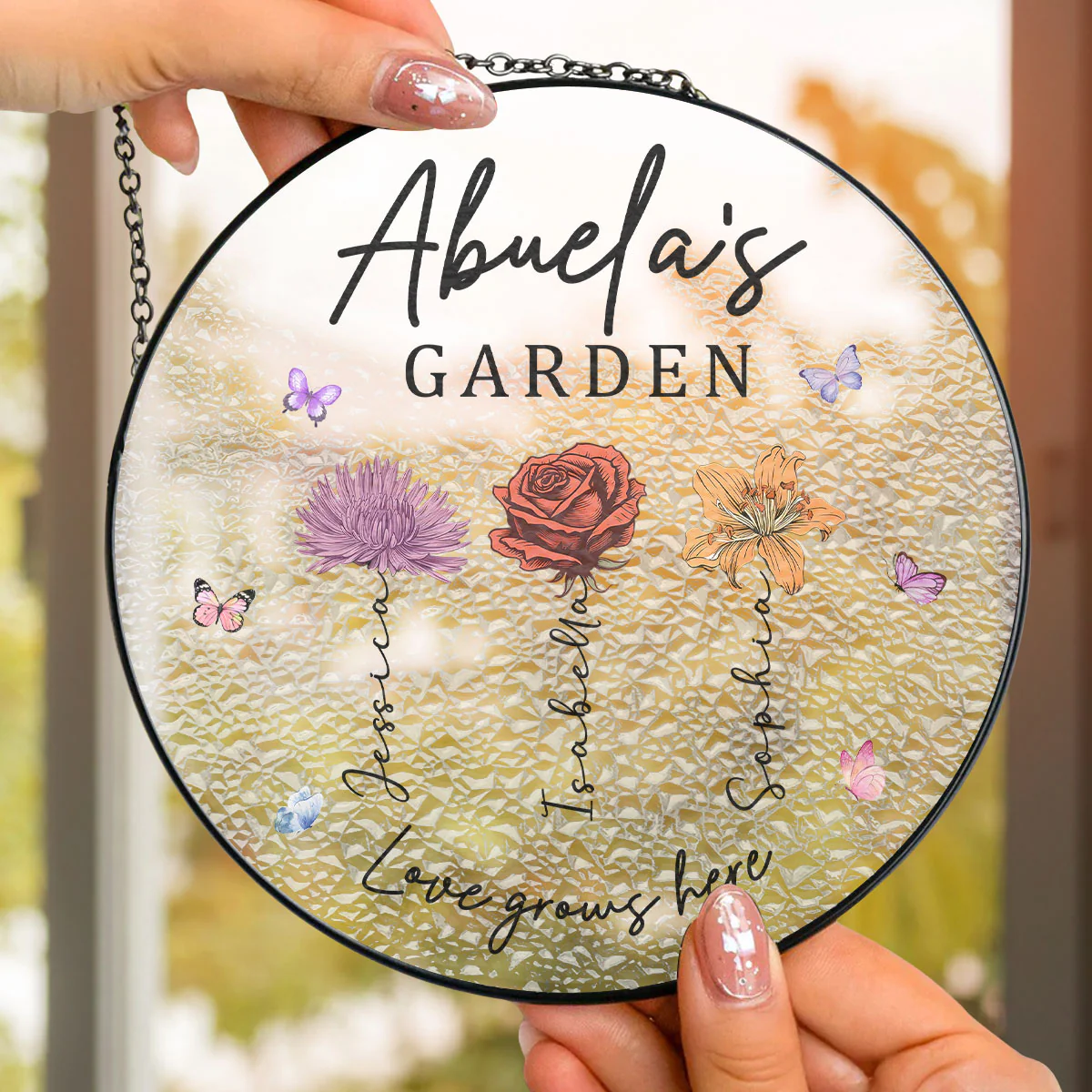 Grandma You Make Life Bloom - Personalized Custom Window Hanging Suncatcher - Image 4