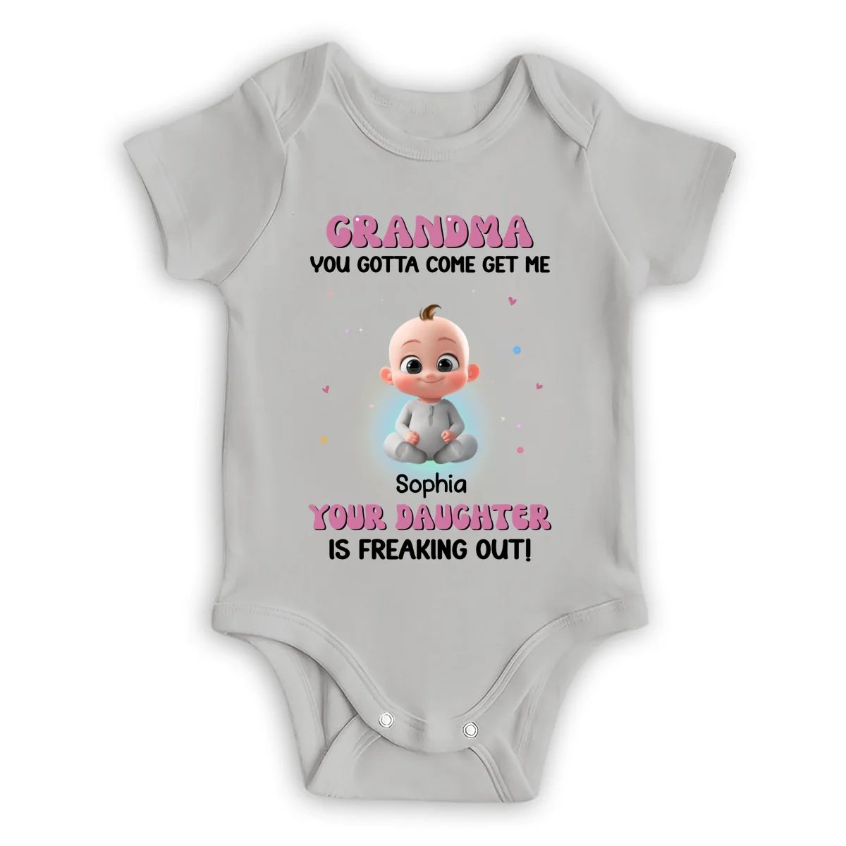 Grandma Your Daughter Is Freaking Out - Personalized Custom Baby Onesie - Image 7