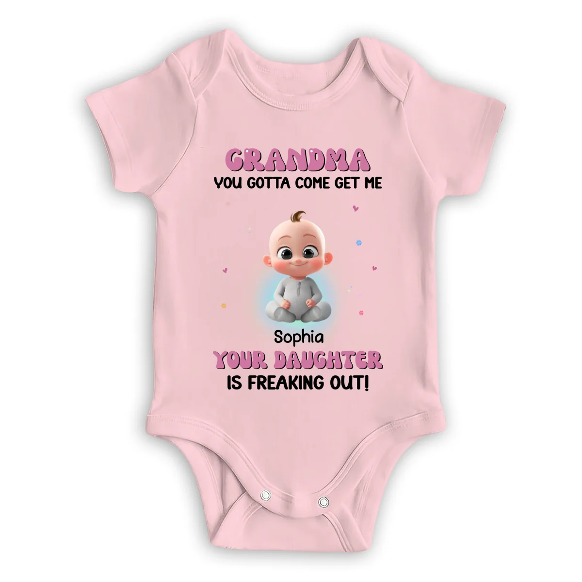 Grandma Your Daughter Is Freaking Out - Personalized Custom Baby Onesie - Image 9