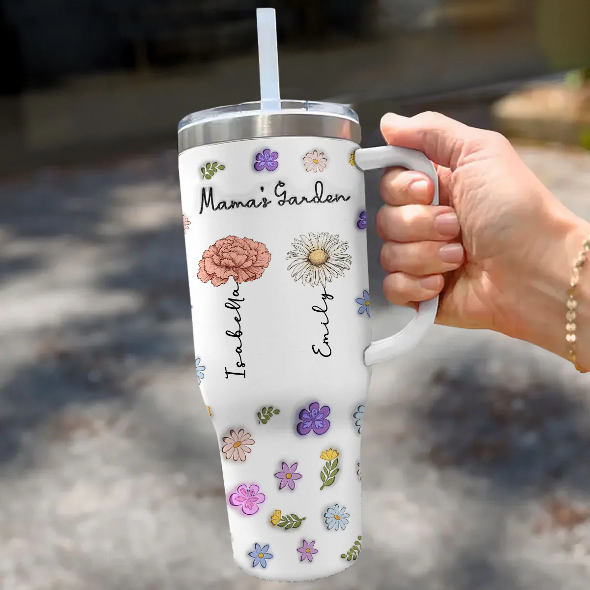 Grandma Your Love Is Always In Bloom - Personalized Custom 3D Inflated Effect Printed 40 Oz Tumbler - Image 3