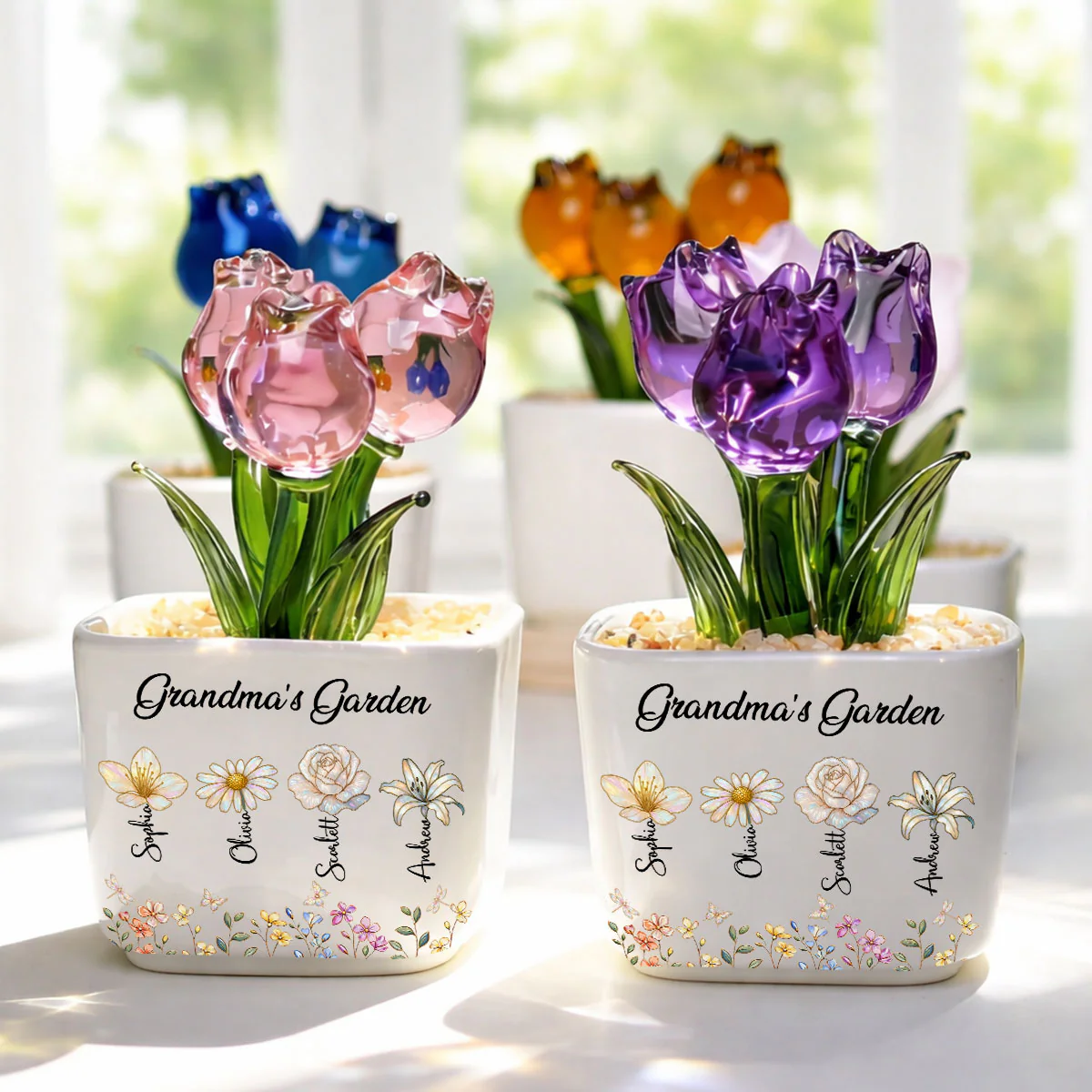 Grandma's Garden- Personalized Custom Glass Everlasting Tulips - Image 3