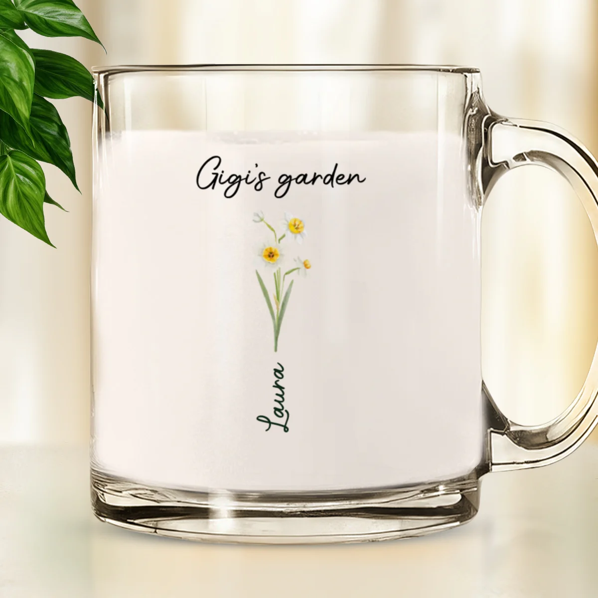 Grandmas Garden With Birth Month Flowers - Personalized Custom Glass Mug - Image 5