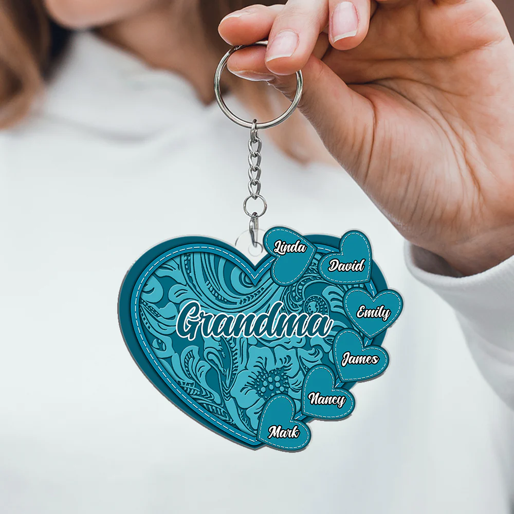 Grandma's Little Sweethearts - Personalized Custom Acrylic Keychain - Image 3