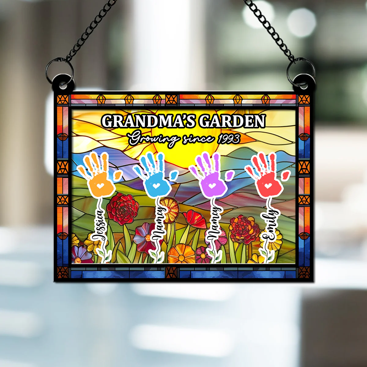 Grandmother Flower Handprint Garden - Personalized Custom Suncatcher - Image 3