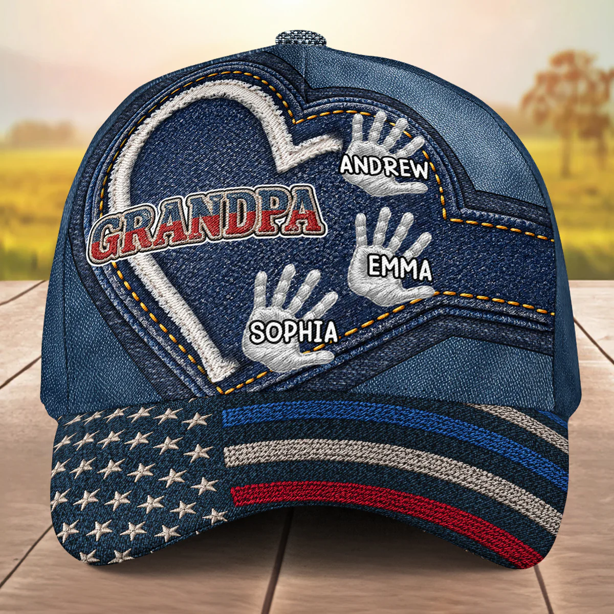 Grandpa And Grandkid's Hands - Personalized Custom Classic Cap - Image 2
