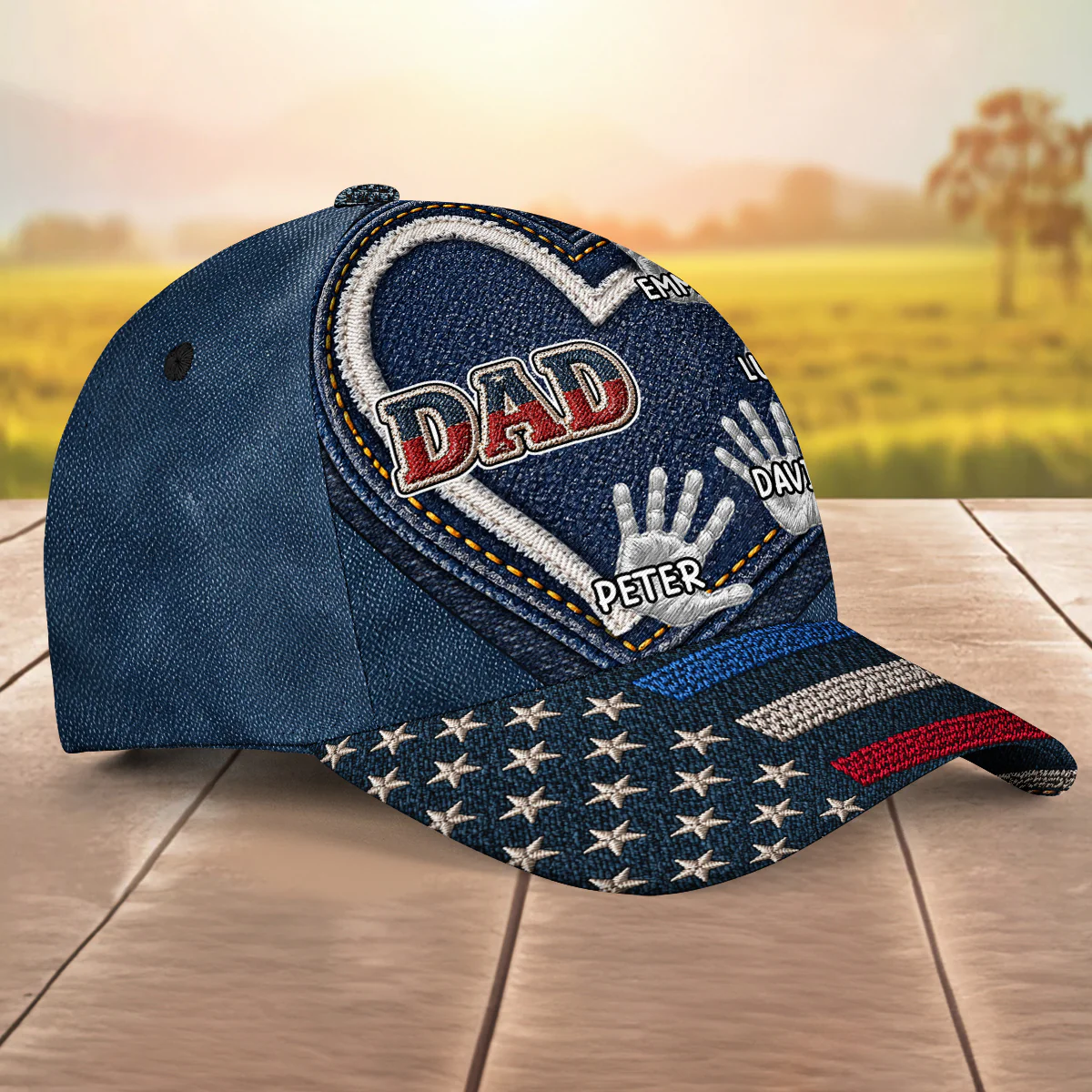 Grandpa And Grandkid's Hands - Personalized Custom Classic Cap - Image 5