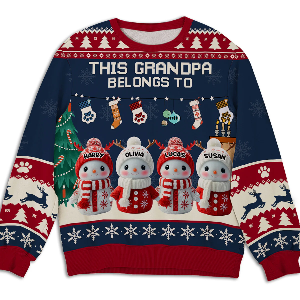 Grandpa Belongs To - Personalized Custom All-Over-Print Sweatshirt