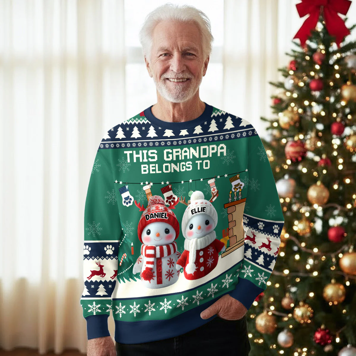 Grandpa Belongs To - Personalized Custom All-Over-Print Sweatshirt - Image 3