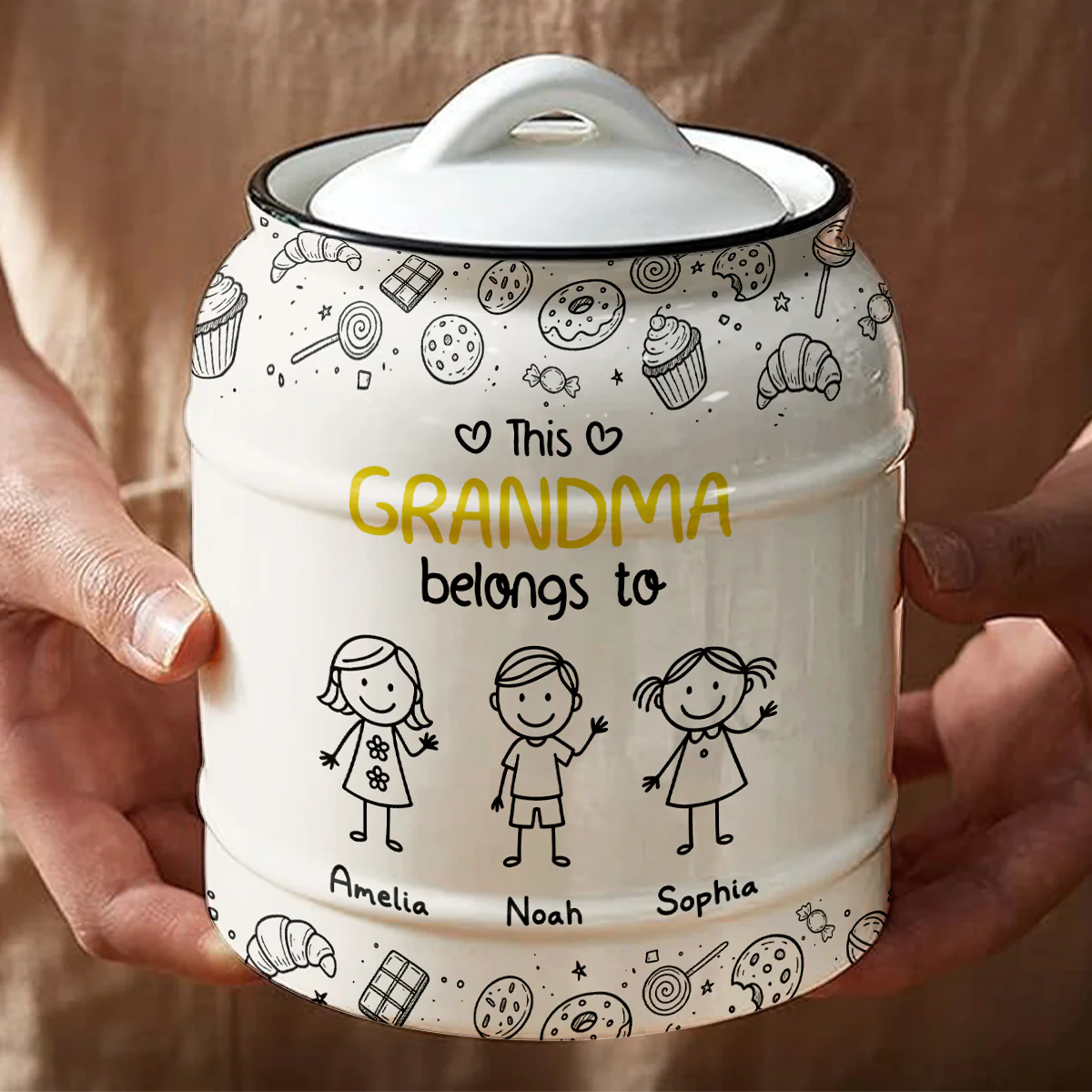 Grandpa Belongs To - Personalized Custom Ceramic Jar - Image 2