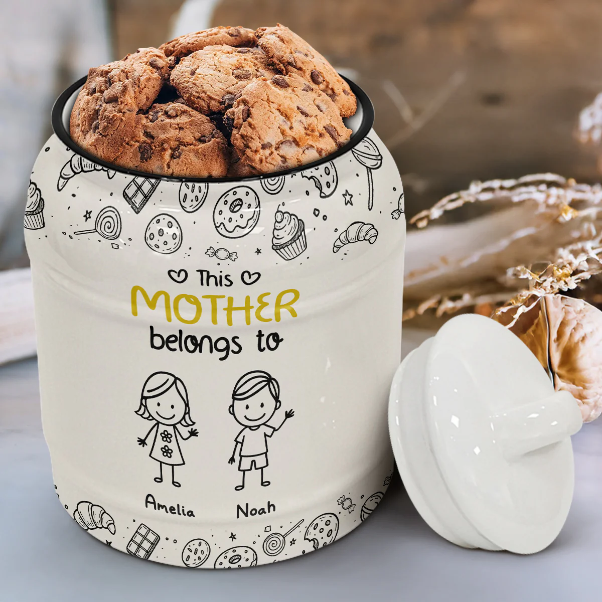 Grandpa Belongs To - Personalized Custom Ceramic Jar - Image 3