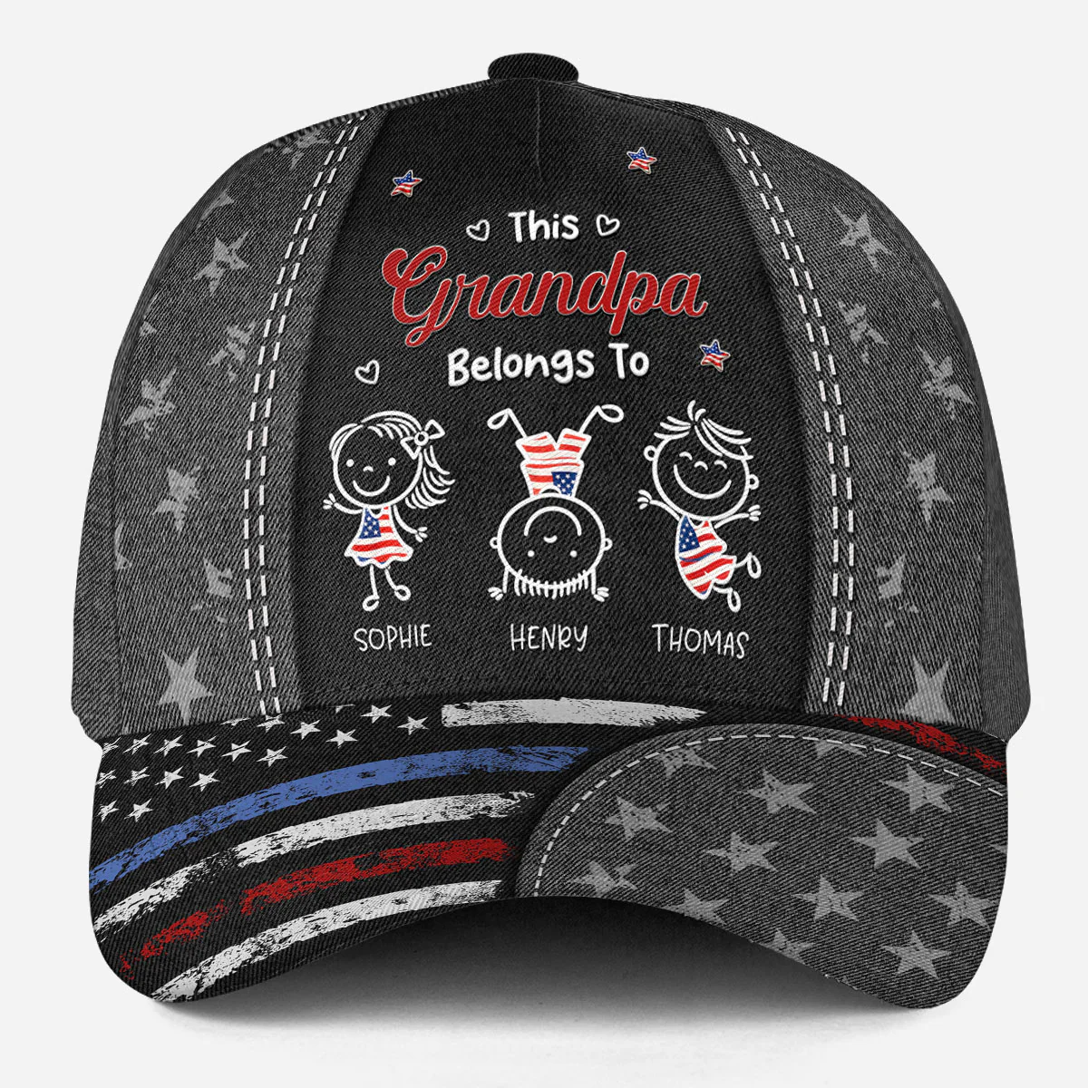 Grandpa Belongs To Us - Personalized Custom Classic Cap