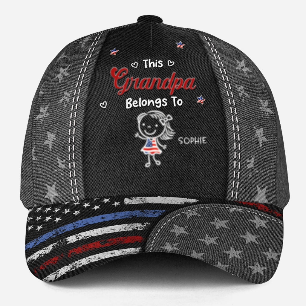 Grandpa Belongs To Us - Personalized Custom Classic Cap - Image 7