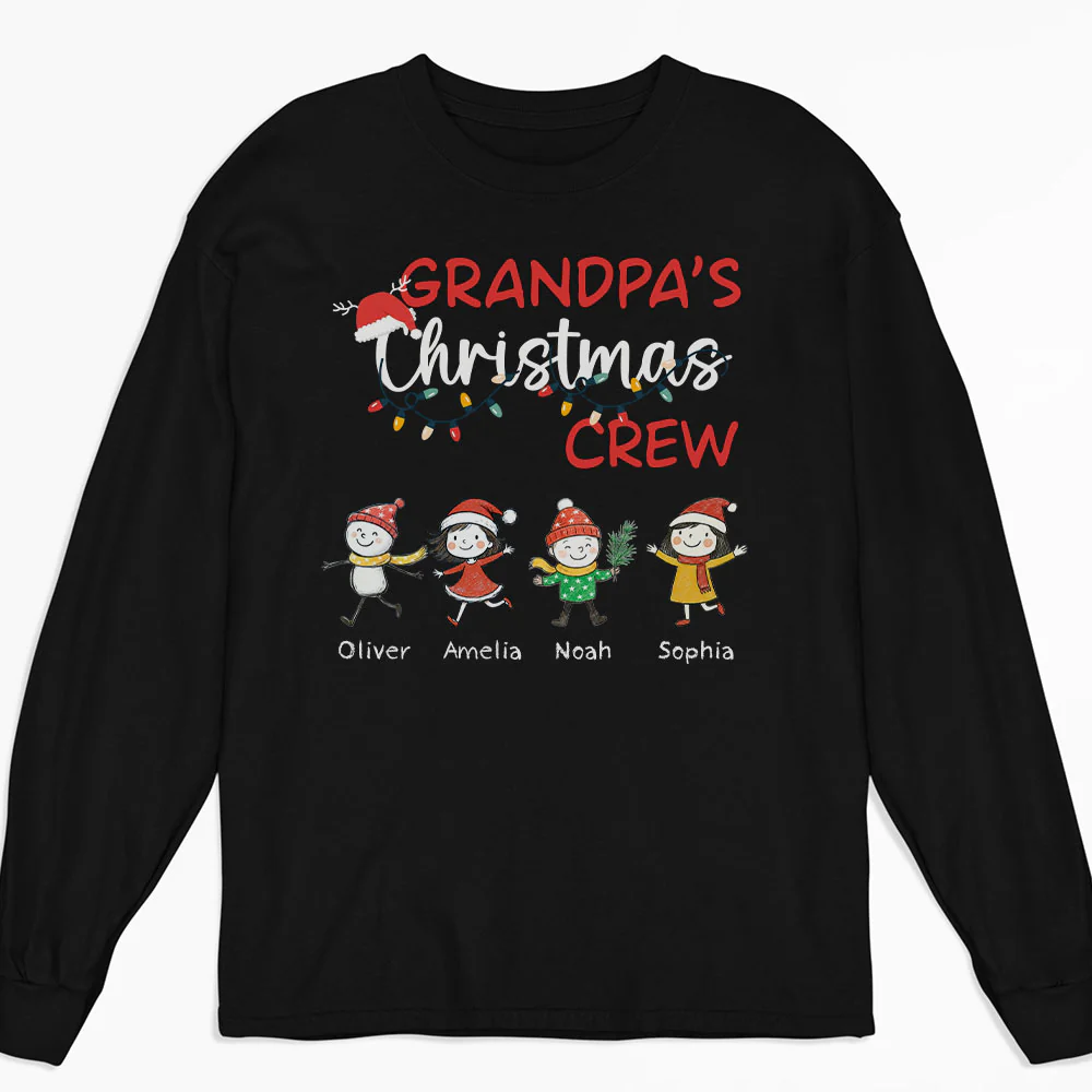 Grandpa Christmas Crew Always Ready - Personalized Custom Shirt - Image 2