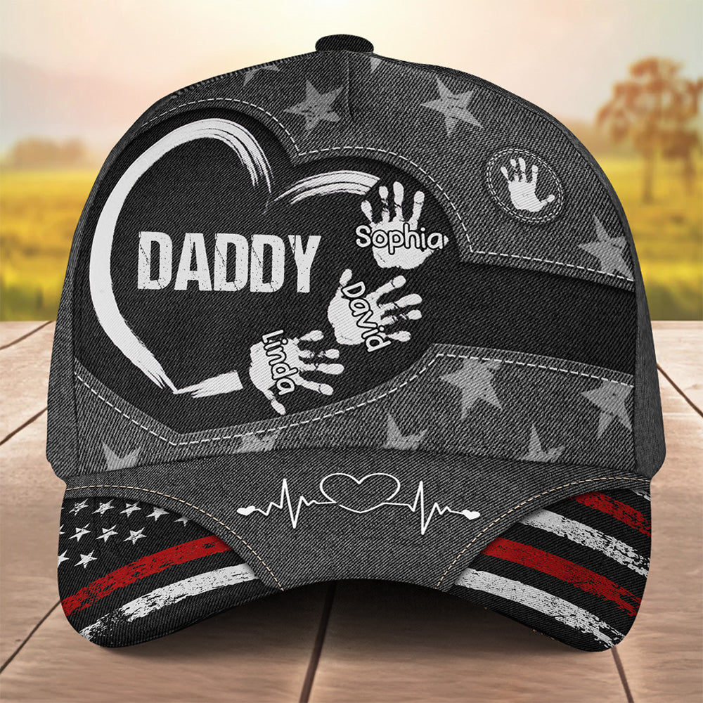 Grandpa Dad Kids Handprints - Personalized Custom Classic Cap - Image 2