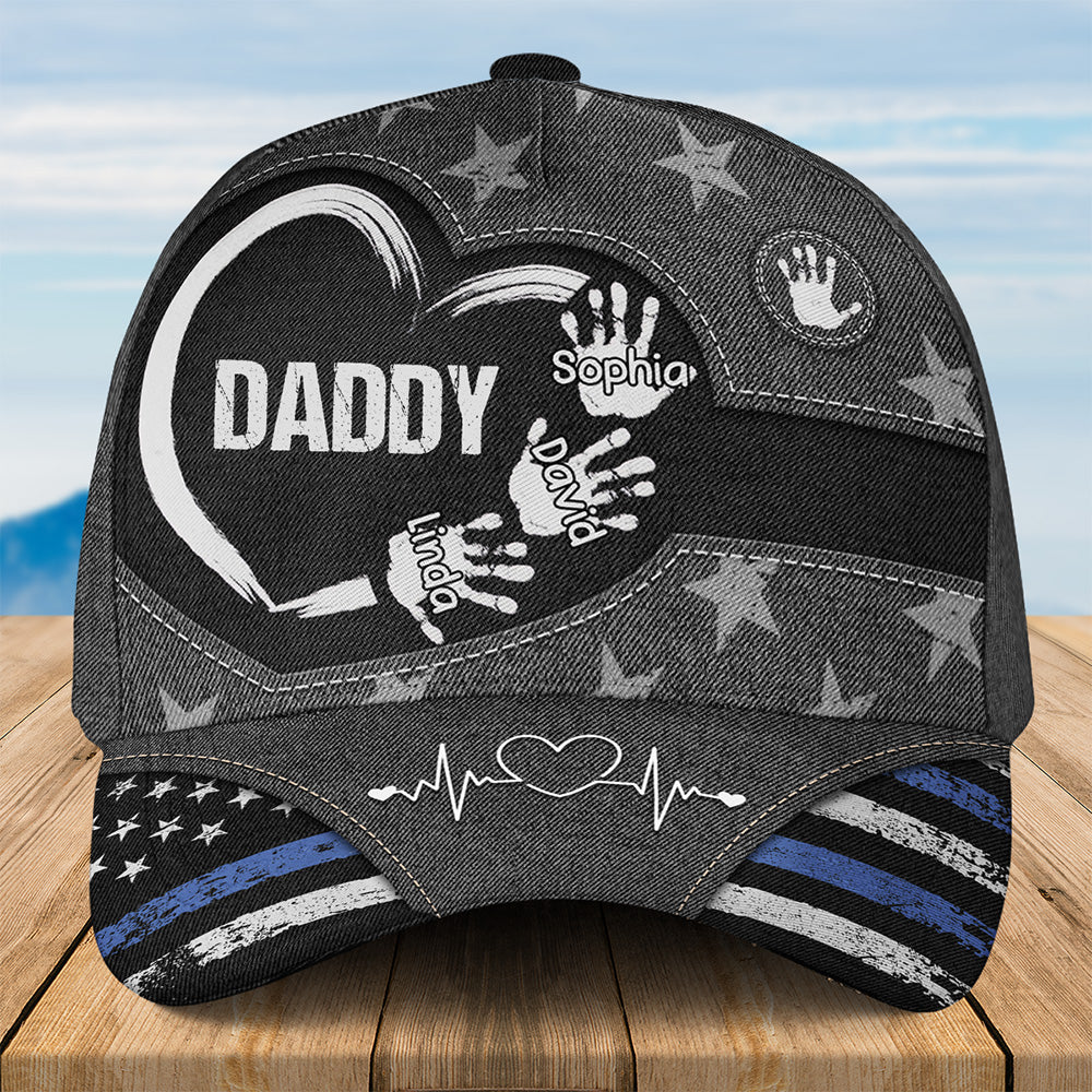 Grandpa Dad Kids Handprints - Personalized Custom Classic Cap - Image 3