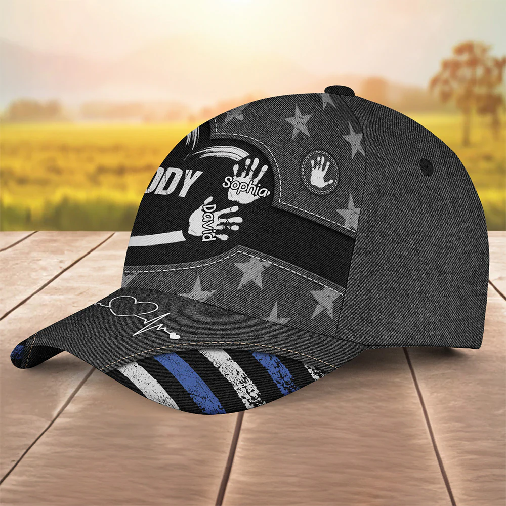 Grandpa Dad Kids Handprints - Personalized Custom Classic Cap - Image 4