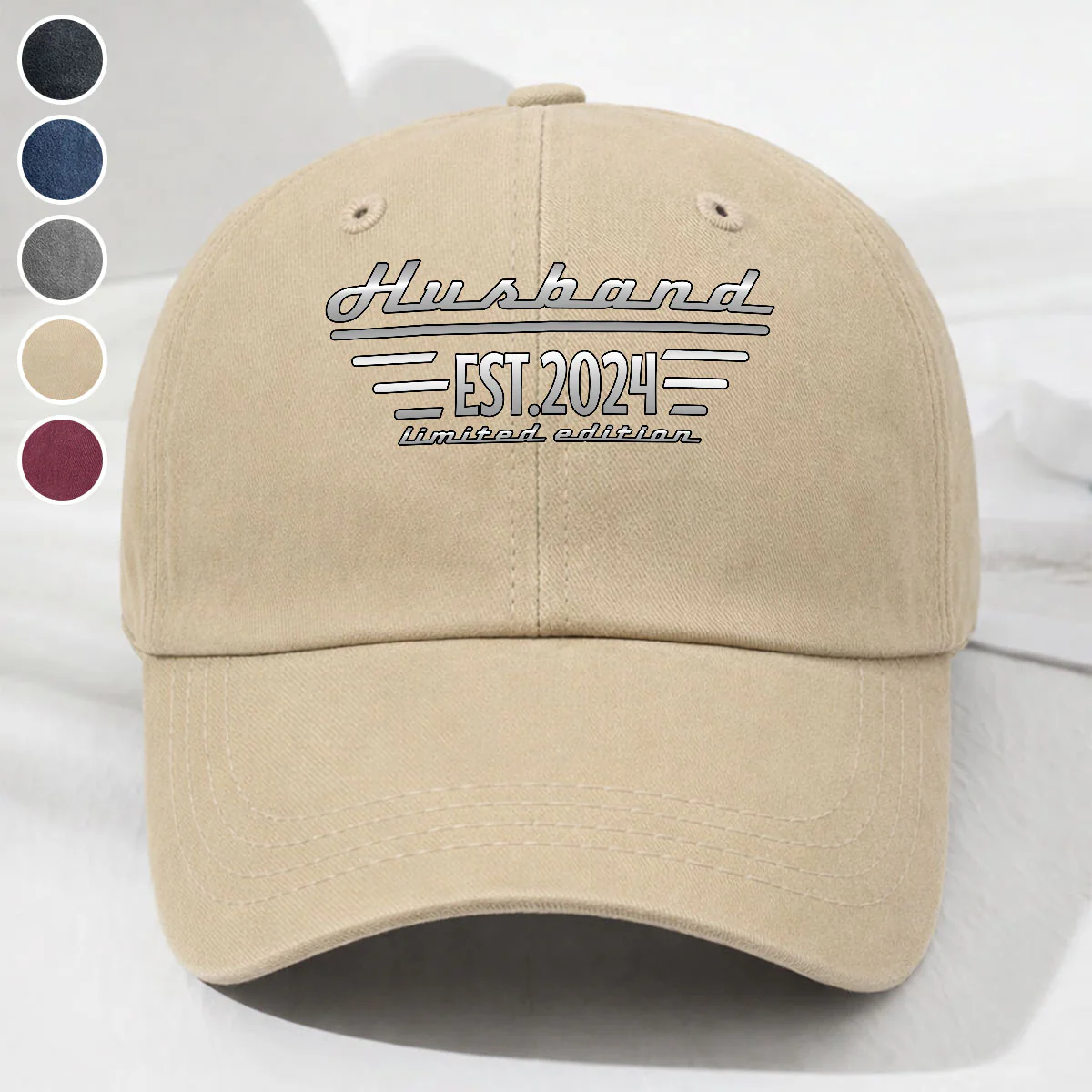 Grandpa Established - Personalized Custom Vintage Washed Denim Cap - Image 3