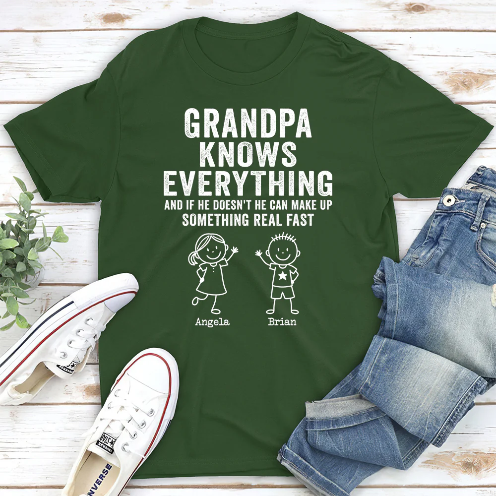 Grandpa Knows Everything - Personalized Custom Shirt - Image 2