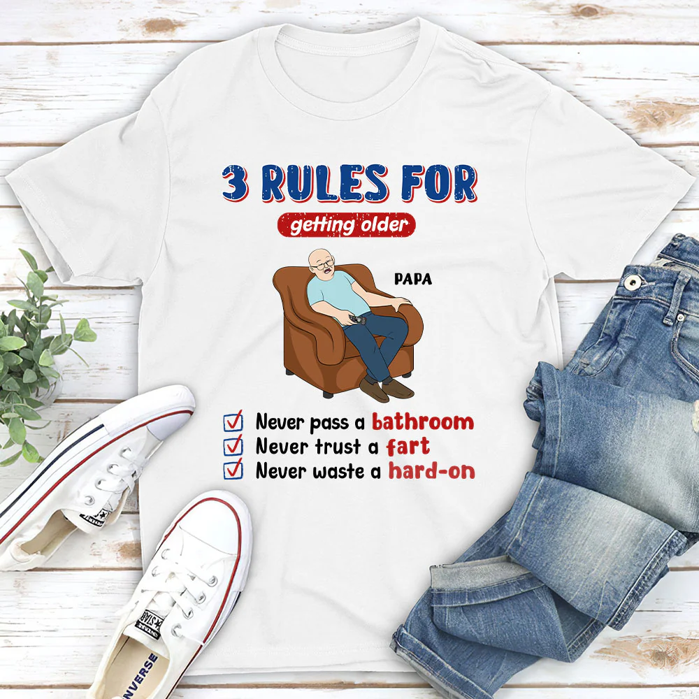Grandpa Rules Laugh Leak Repeat - Personalized Custom Shirt - Image 2