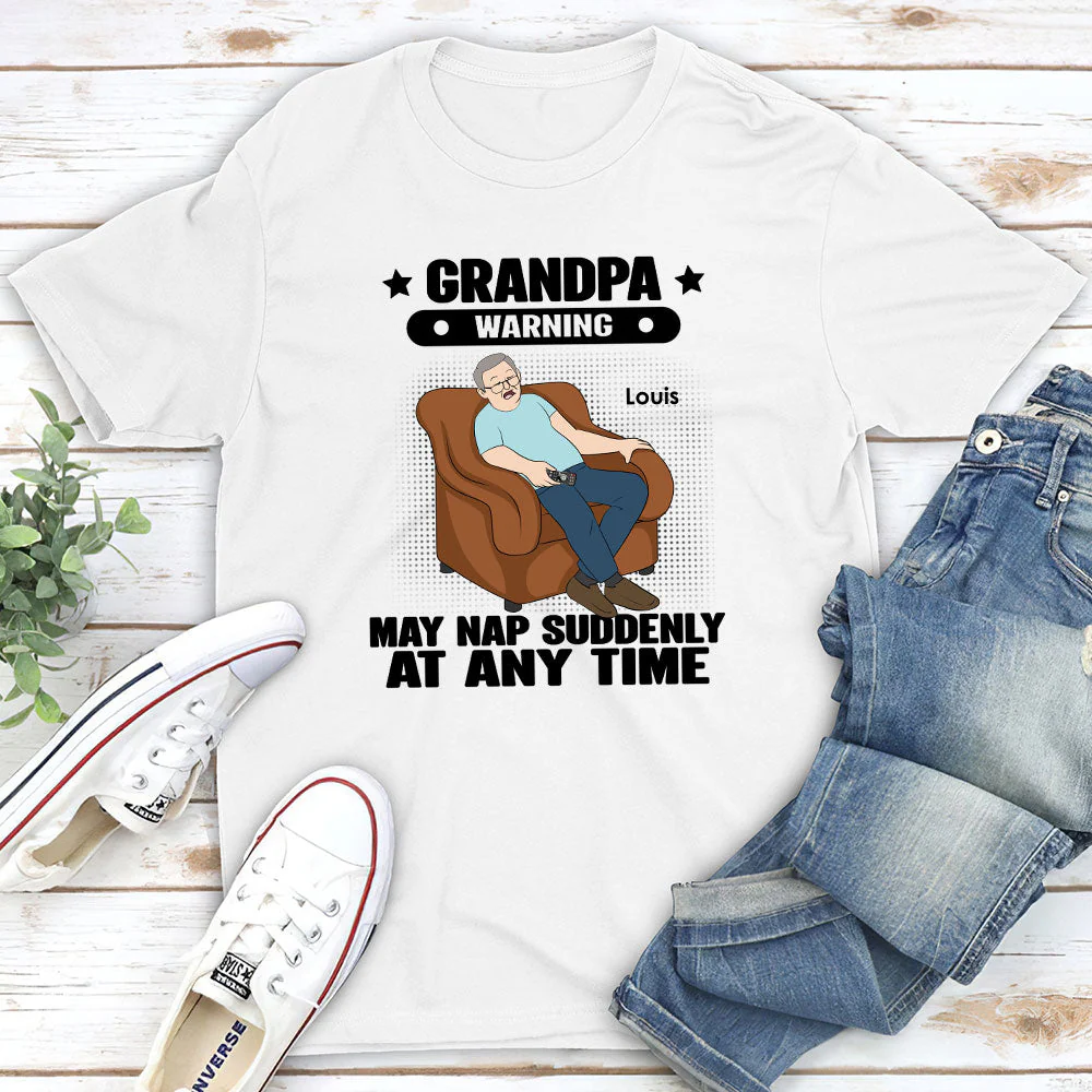 Grandpa Warning May Nap - Personalized Custom Shirt - Image 5