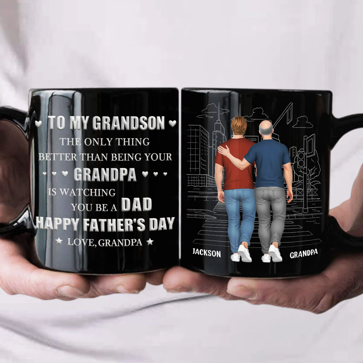 Grandpa Watching You Grow - Personalized Custom 3D Inflated Effect Mug - Image 4