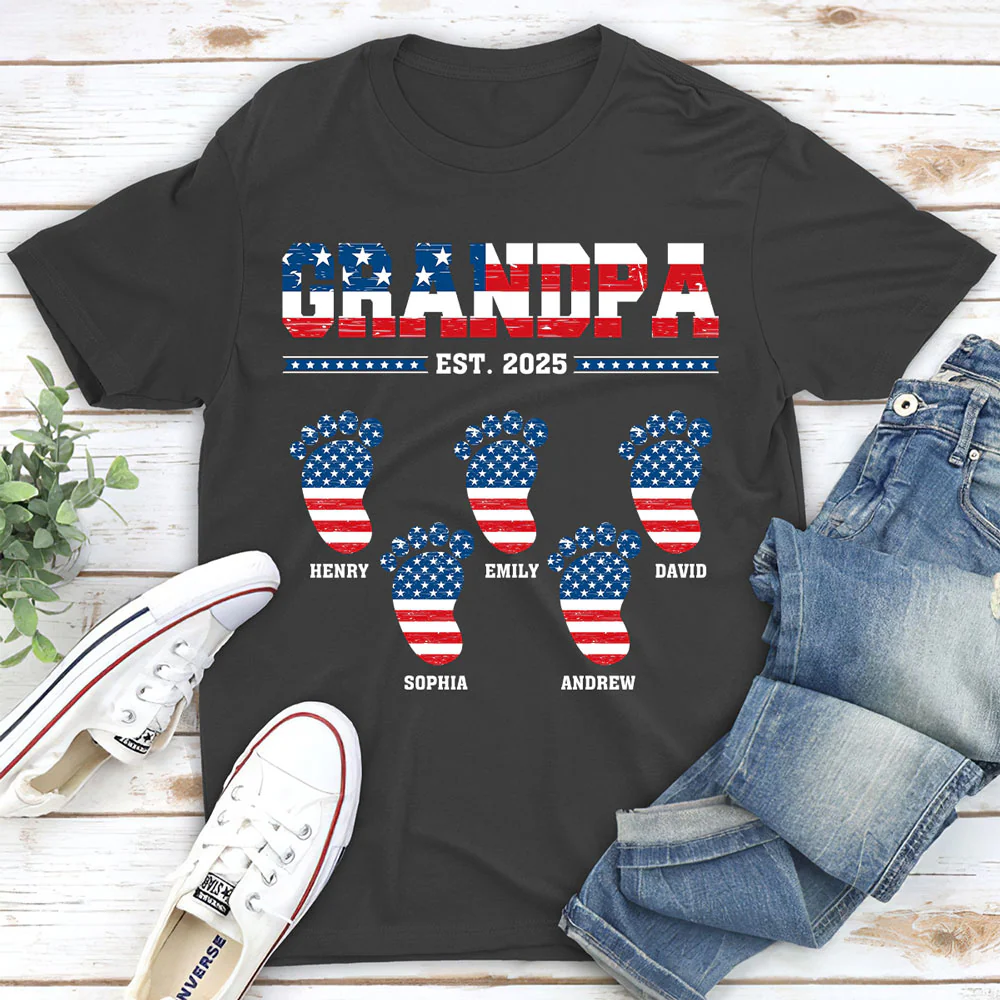 Grandpa With Grandkids - Personalized Custom Shirt - Image 3