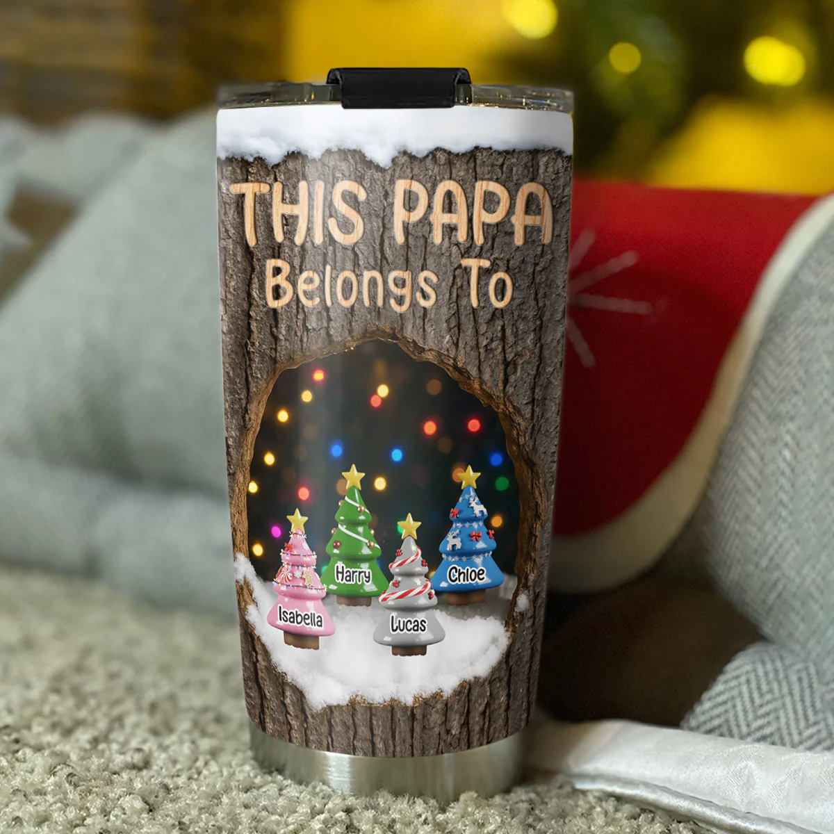Grandpa With Lovely Kids - Personalized Custom Tumbler - Image 2