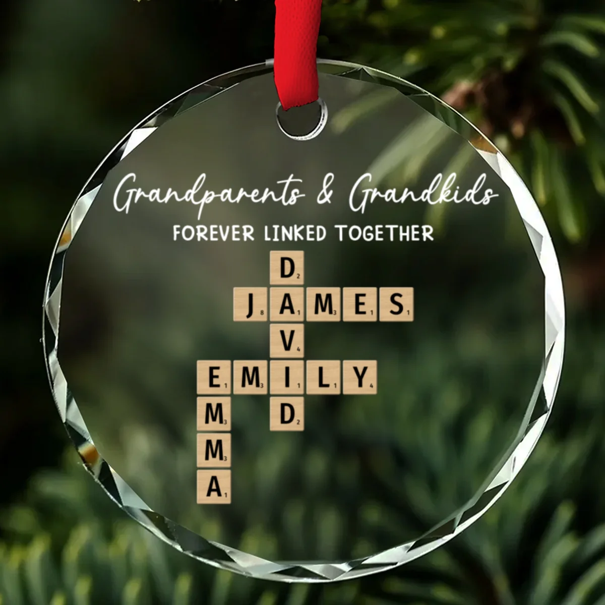 Grandparents With Grandkids Love Lasts Forever - Personalized Custom Glass Ornament - Image 6