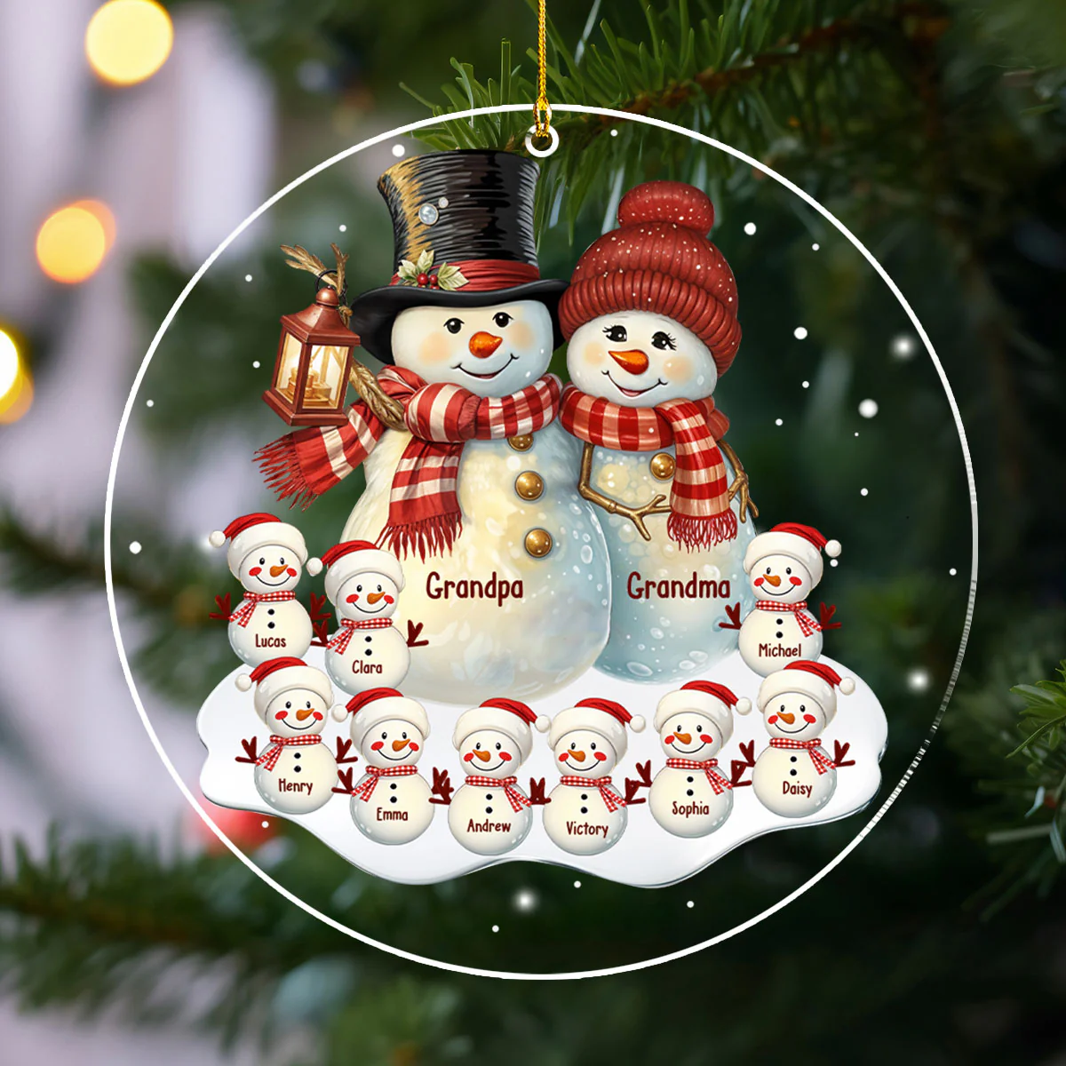 Grandparents With Grandkids - Personalized Custom Acrylic Ornament - Image 5