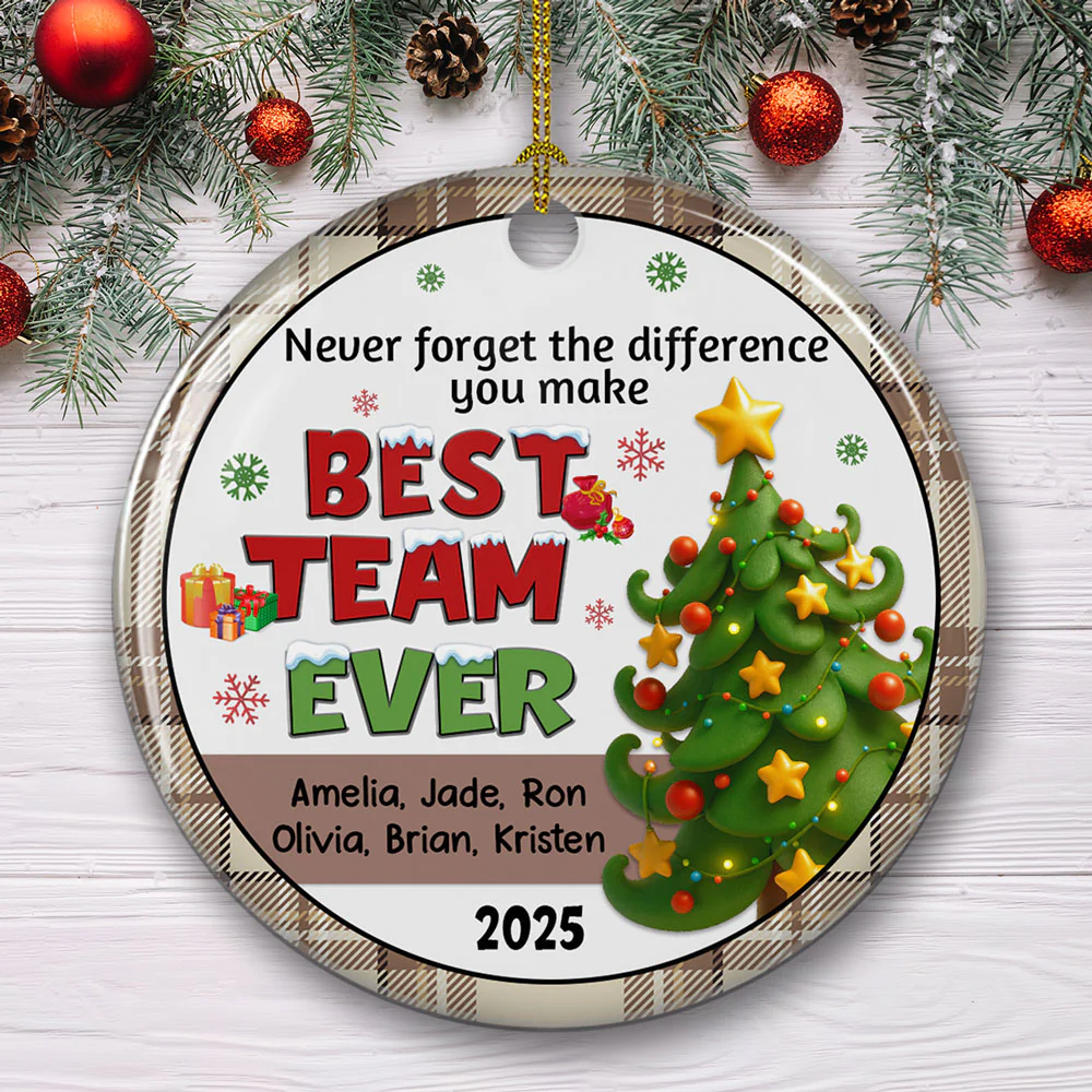 Grateful For Our Amazing Team - Personalized Custom Ceramic Ornament - Image 2
