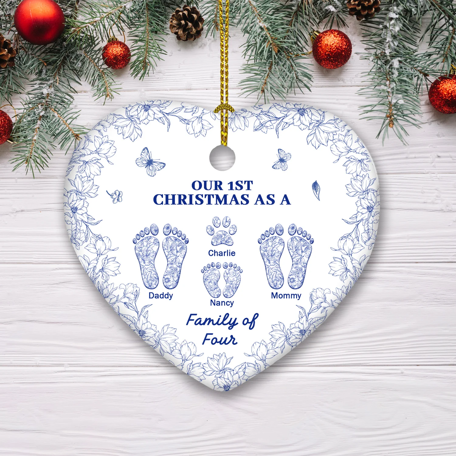 Grateful To Have Family - Personalized Custom Ceramic Ornament - Image 3