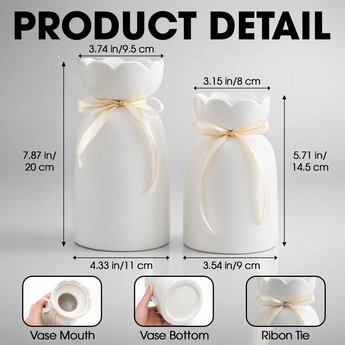 Great Grandma Heart - Personalized Custom Ribbon Tie Flower Vase - Image 5