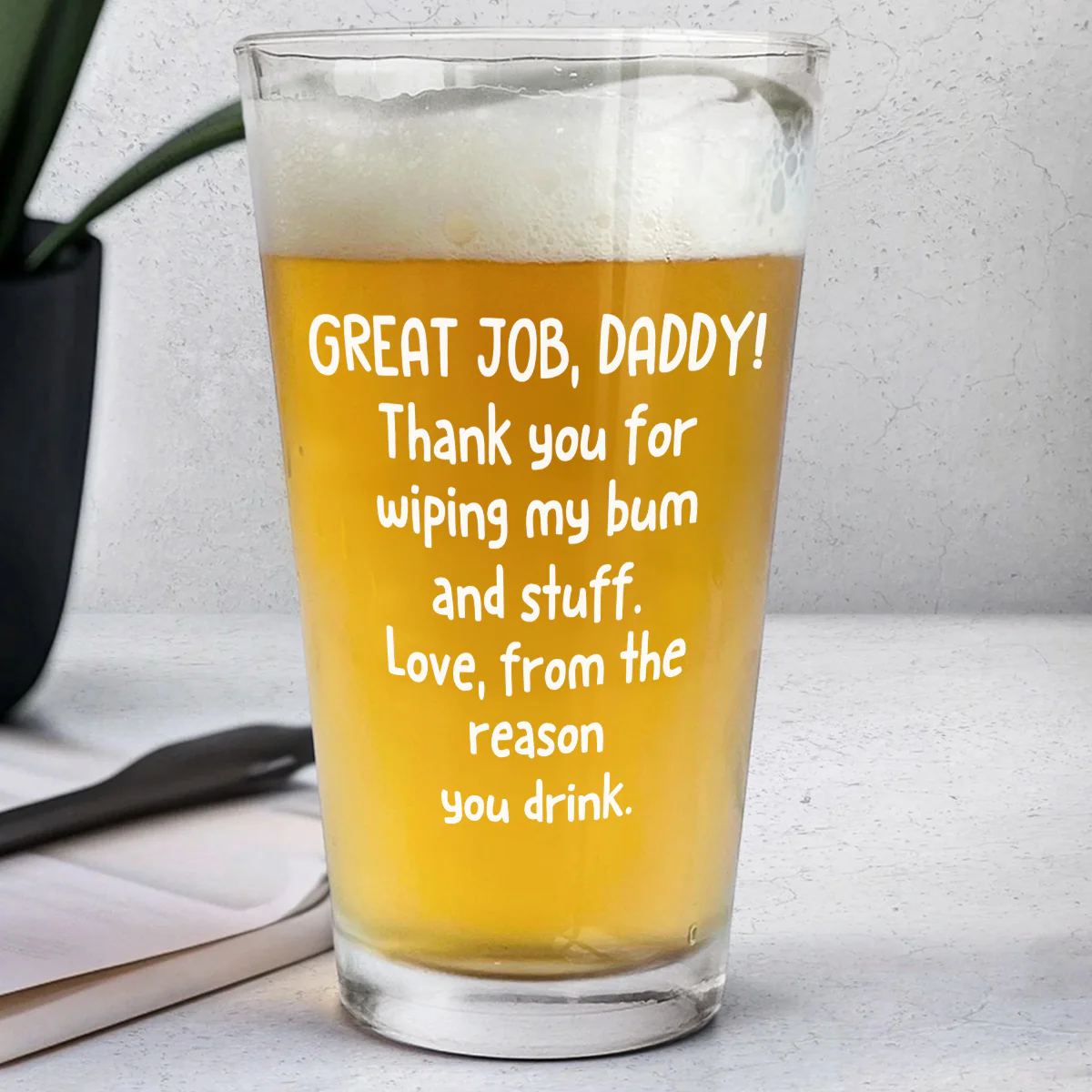Great Job Daddy - Personalized Custom Beer Glass - Image 2