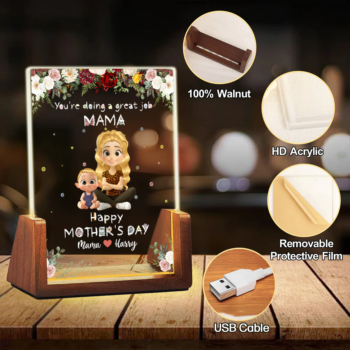 Great Mommy - Personalized Custom Plaque With Walnut Base - Image 5