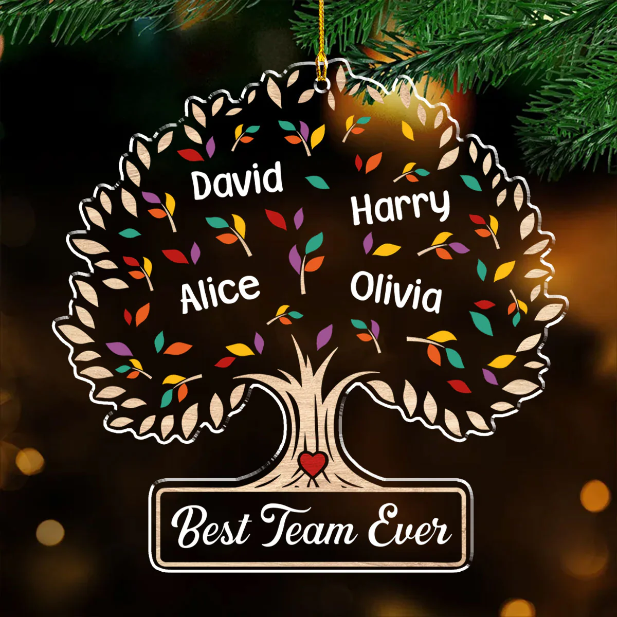 Great Team Tree - Personalized Custom Acrylic Ornament - Image 3