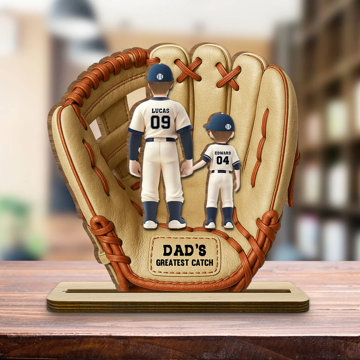 Greatest Catch - Personalized Custom 2-Layer Wood Plaque With Flat Base - Image 3