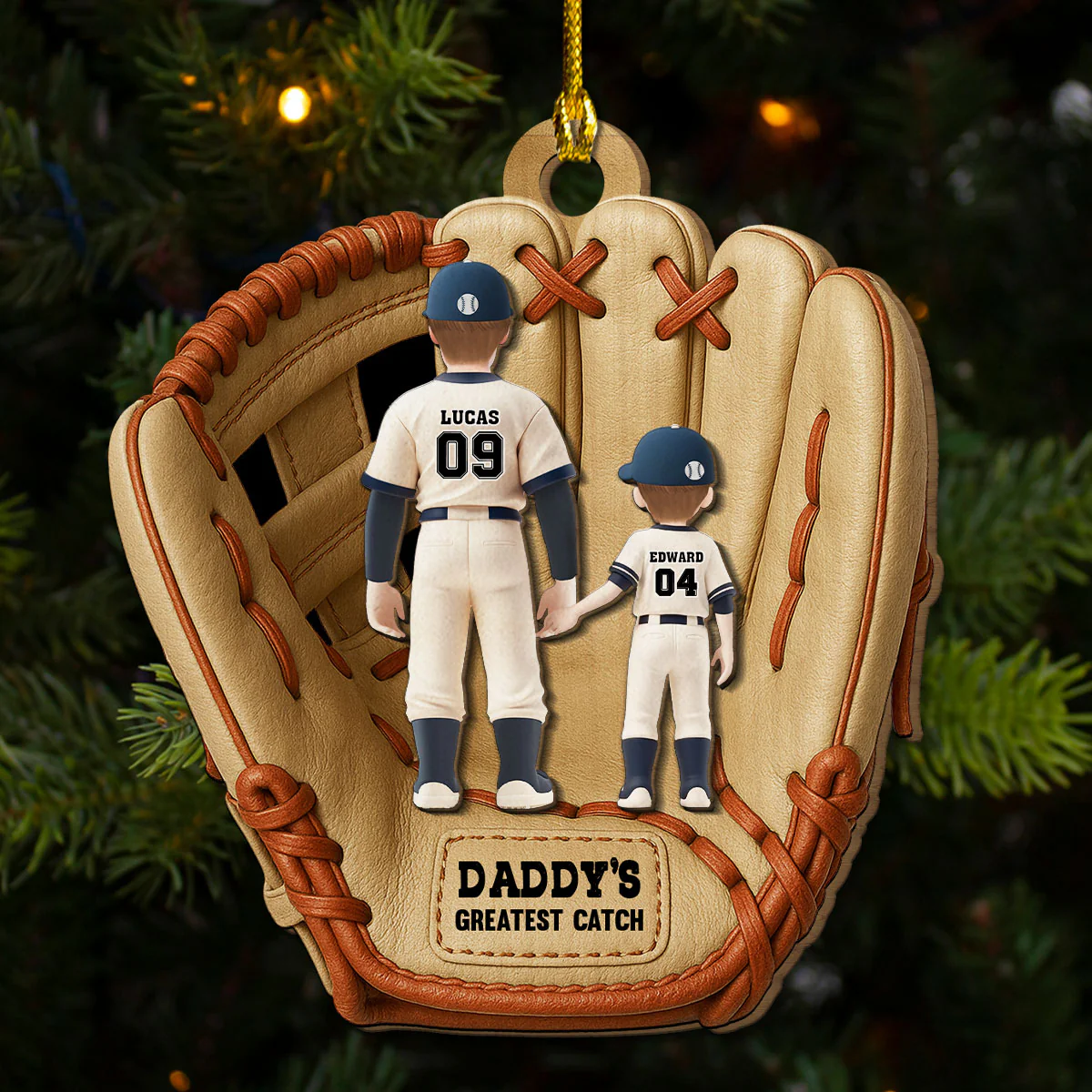 Greatest Catch - Personalized Custom Freeshape 2-Layered Wood Ornament - Image 2