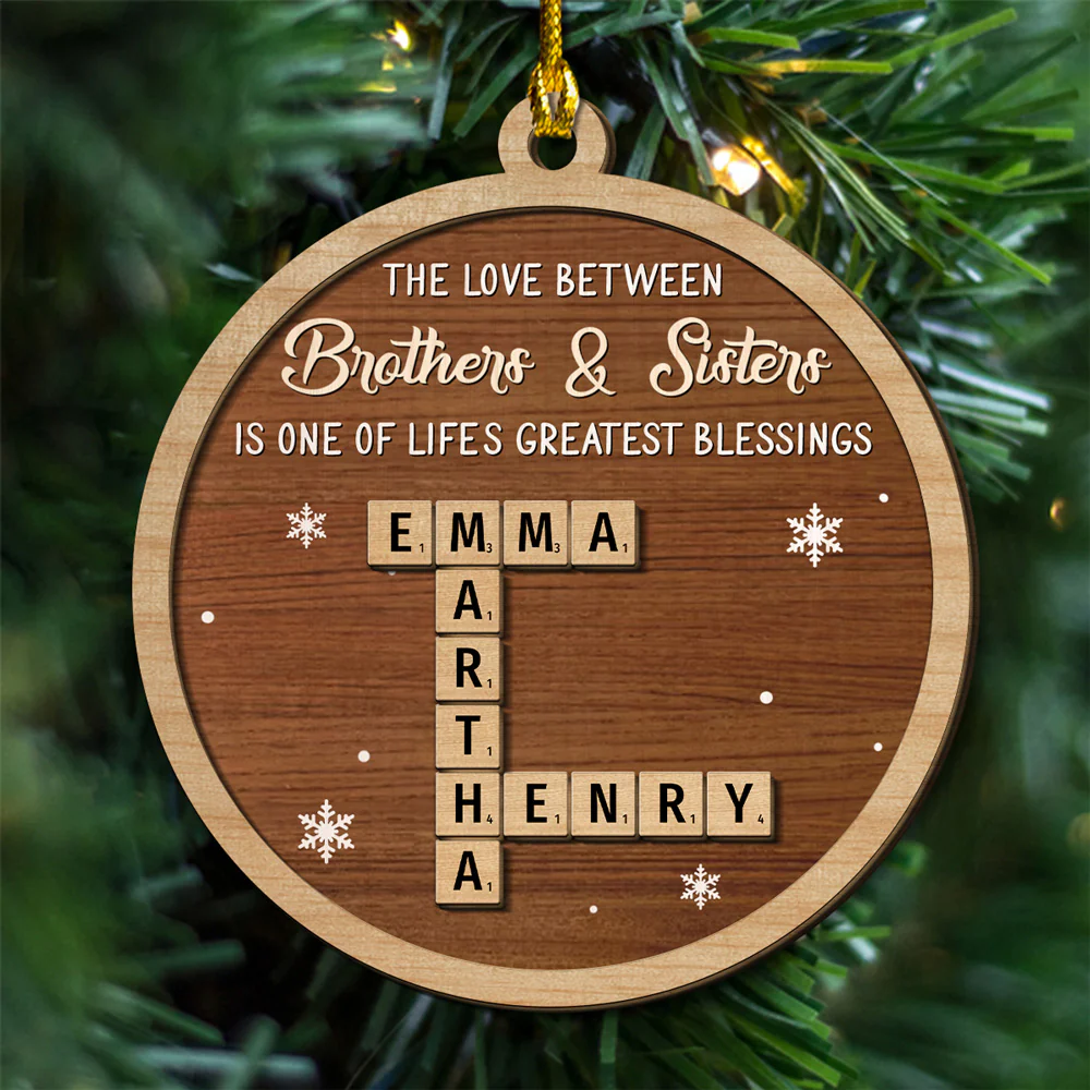 Greatest Siblings -  Personalized Custom 2-Layered Wood Ornament - Image 5