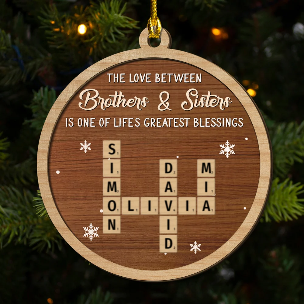 Greatest Siblings -  Personalized Custom 2-Layered Wood Ornament - Image 6