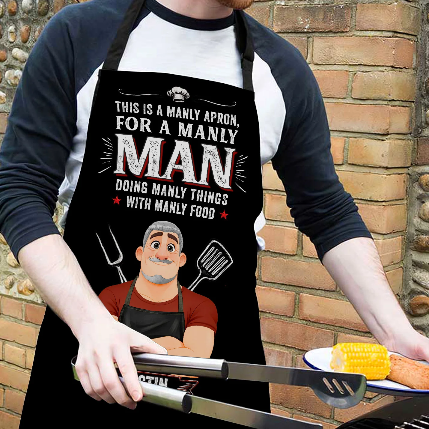 Grill Like A Man - Personalized Custom Apron - Image 3