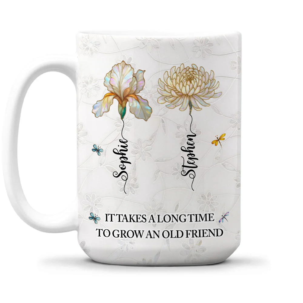 Grow An Old Friend Mother Of Pearl - Personalized Custom Coffee Mug - Image 2