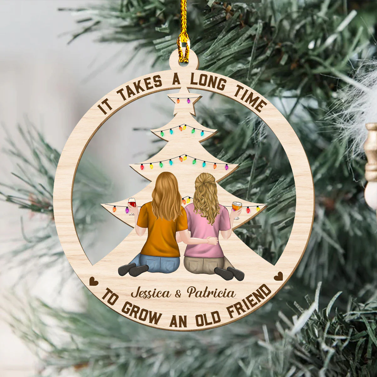 Grow An Old Friend - Personalized Custom Wood Ornament - Image 4