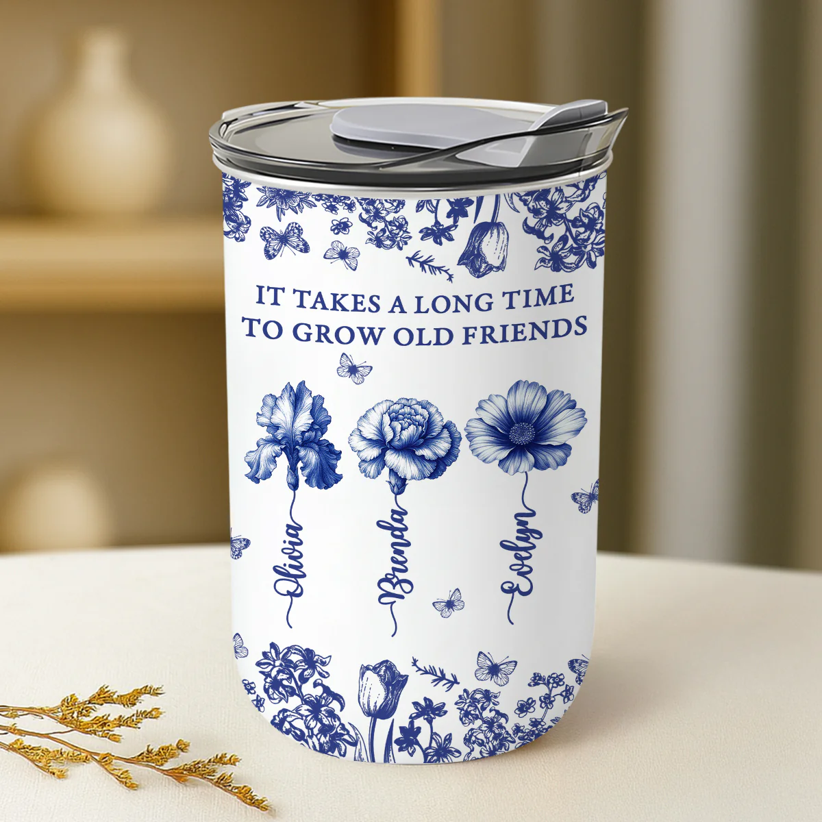 Grow An Old Friend Toile - Personalized Custom 10oz Tumbler - Image 2