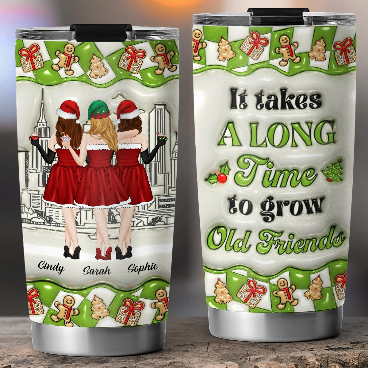 Grow Old Friend - Personalized Custom 3D Inflated Effect Tumbler - Image 4
