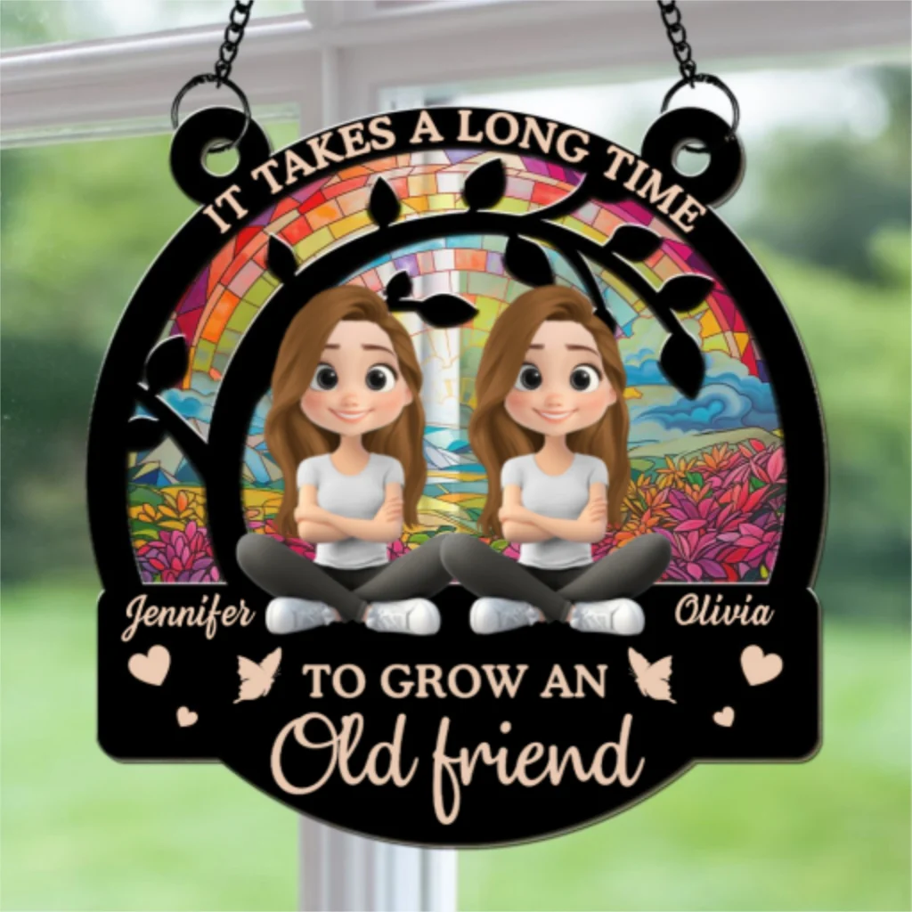 Grow Old Friends - Personalized Custom Suncatcher - Image 5