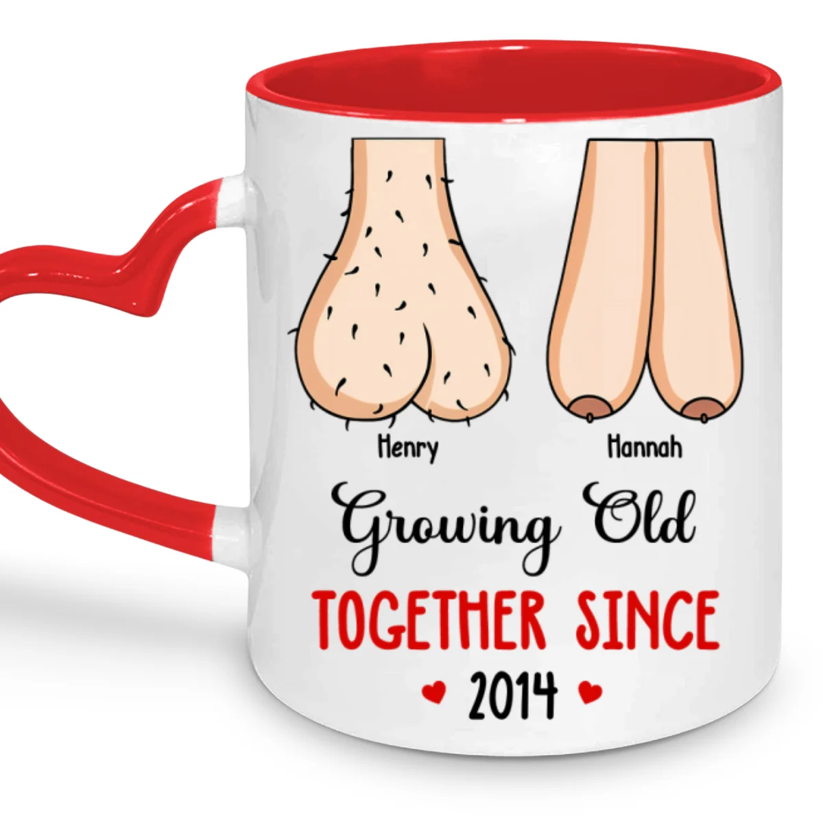 Grow Old With You - Personalized Custom Heart Handle Mug - Image 6