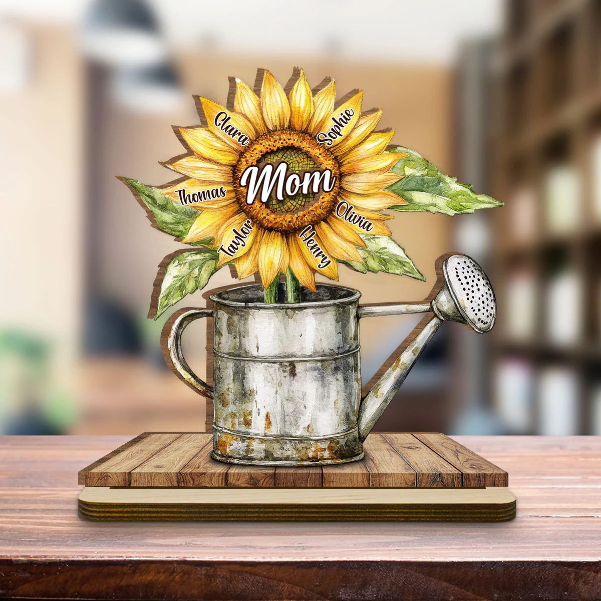 Growing Family Love - Personalized Custom 2-Layer Wood Plaque With Flat Base - Image 3